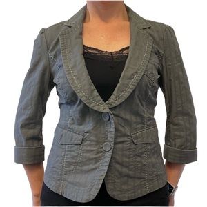 DKNY JEANS Gray Pinstripe Double Button Blazer Jacket Sm
